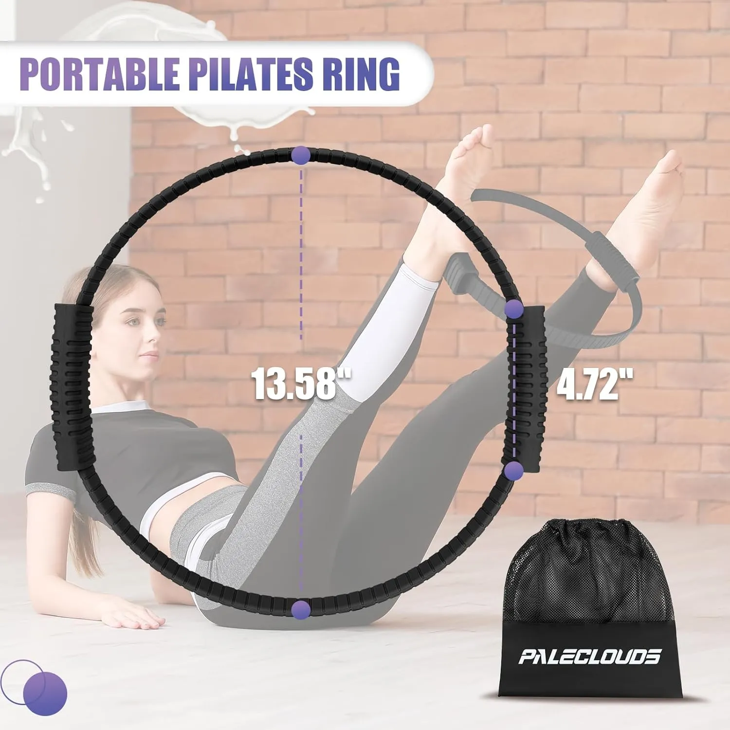 Pilates Ring, 13.5" Silicone Magic Circle with Training Poster & Portable Bag, Pilates Ring Circle for Inner Thigh Workout, Yoga, Lose Weight & Physical Therapy for Women