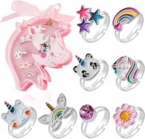 PinkSheep Cute Kids' Princess Rings: 6Pcs Boxed, Toddler Ring Gifts Age 2-6
