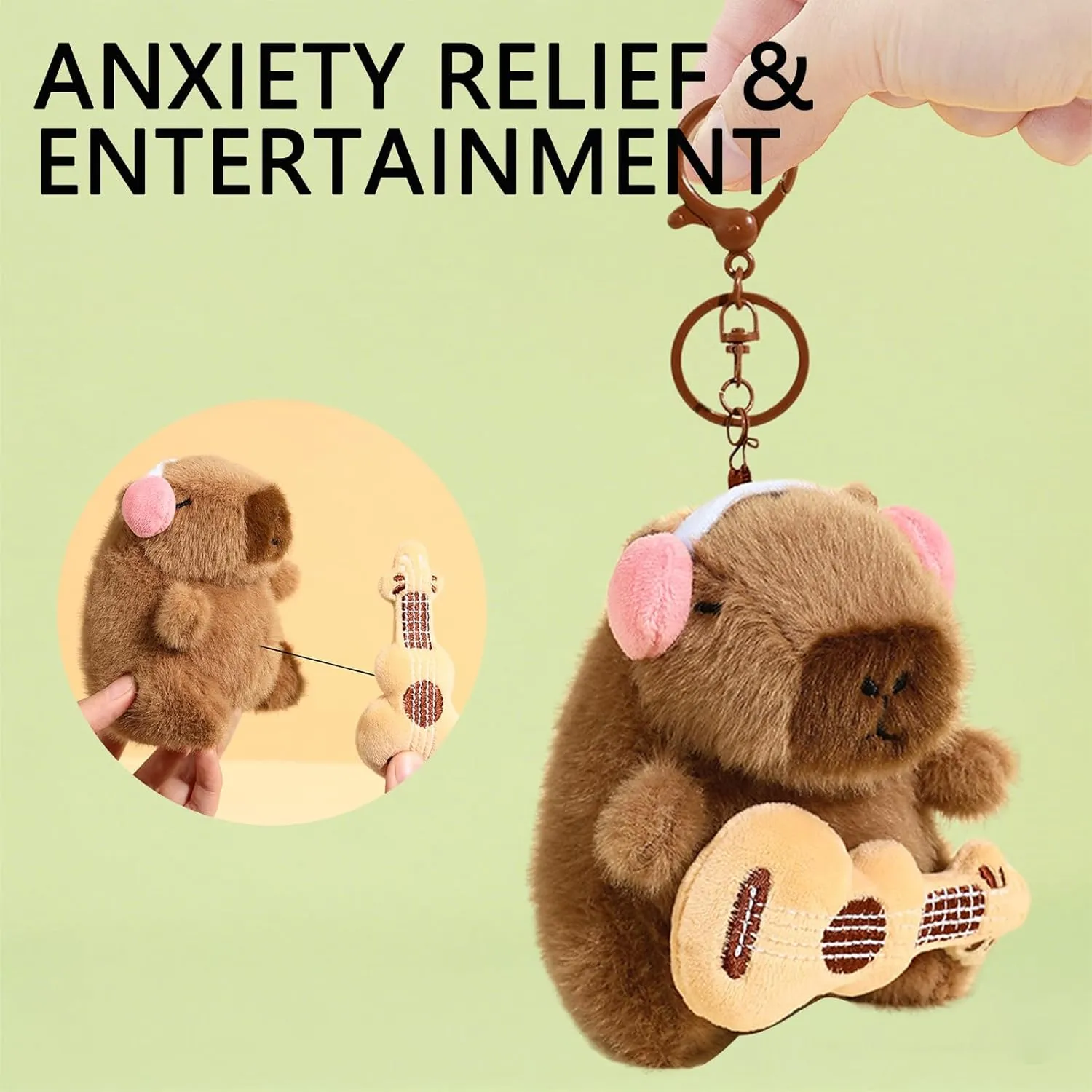 Plush Keychain Capybara Charm for Women Teens & Animal Lovers | for Handbags Purses Backpacks & Car Keys | Birthday Gift