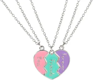 POYAMUSE Colorful Pendant Necklace Set, BFF Necklaces for 3, Friendship Necklace Set for Best Friends