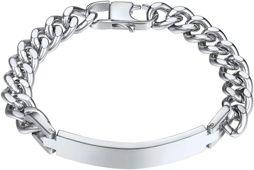 PROSTEEL Custom Bracelets for Men Women, Name Date Initial Quote Engraved Personalized Bracelet, Stainless Steel ID Bracelets, 7.5"/8.3"/9", Come with Box