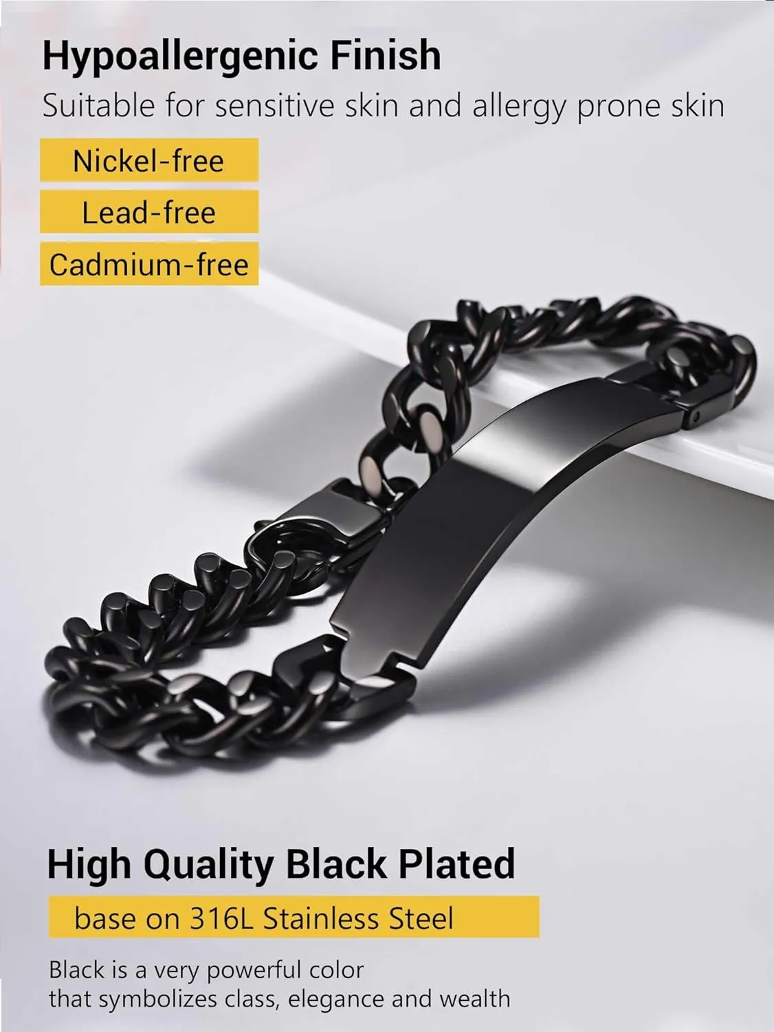 PROSTEEL Custom Bracelets for Men Women, Name Date Initial Quote Engraved Personalized Bracelet, Stainless Steel ID Bracelets, 7.5"/8.3"/9", Come with Box
