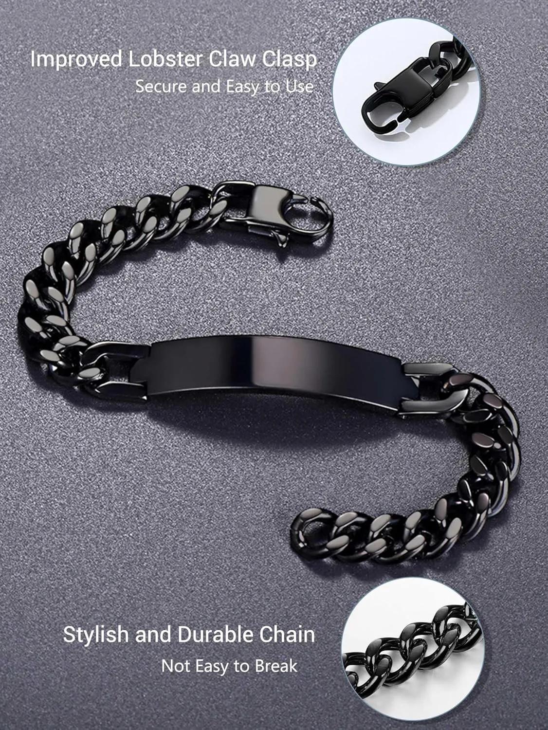 PROSTEEL Custom Bracelets for Men Women, Name Date Initial Quote Engraved Personalized Bracelet, Stainless Steel ID Bracelets, 7.5"/8.3"/9", Come with Box