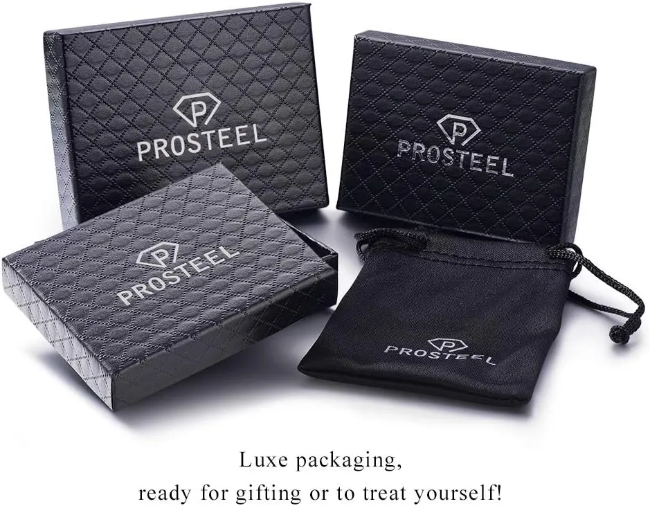 PROSTEEL Stainless Steel Franco Chain Bracelet, Trendy Chunky Bracelets for Men Women, Black/18K Gold Plated, W: 8mm/12mm/17mm, L: 7.5"/8.3"/9", Come Box