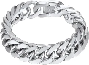 PROSTEEL Stainless Steel Franco Chain Bracelet, Trendy Chunky Bracelets for Men Women, Black/18K Gold Plated, W: 8mm/12mm/17mm, L: 7.5"/8.3"/9", Come Box