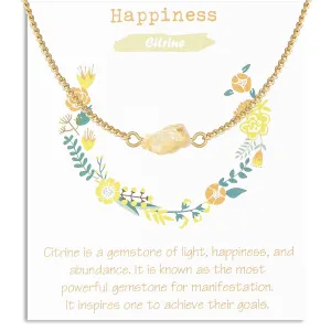 Raw Citrine Necklace Yellow Necklaces for Women as Spiritual Gifts - November Birthstone Natural Crystal Necklace as Healing Gifts for Women - Real Citrine Crystal Jewelry Gemstone Necklace