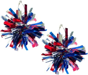Red White Blue Star Hoop Earrings Colorful Exaggerated 4th of July Tassel Earrings for Women Independent Day Fireworks Circle Earrings American Flag Patriotic Earrings Holiday Jewelry -Style 1