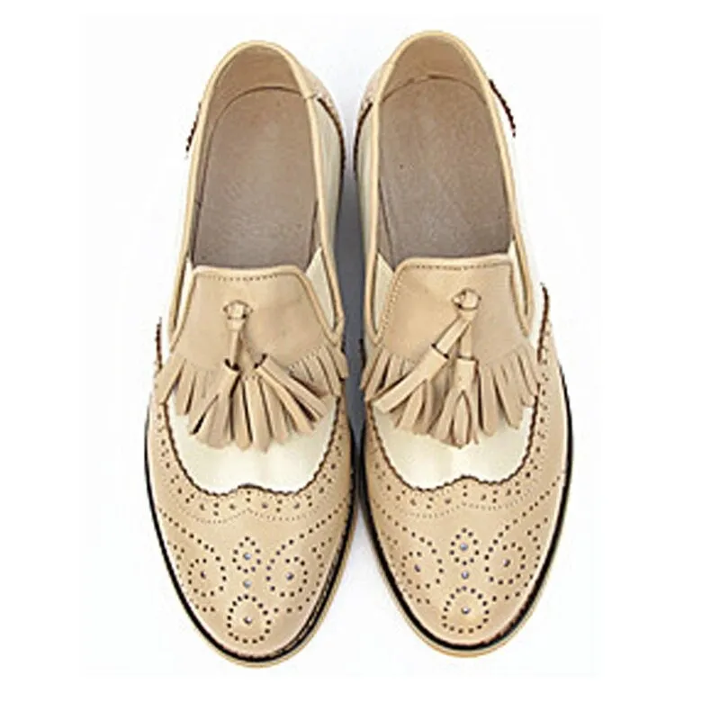Retro Chic Tassel Vintage Trend Slip-on Vegan Leather Oxford Flat Shoes