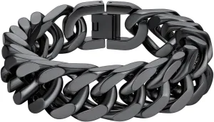 Richsteel Father's Day Bracelets for Men Cuban Link Chain Bracelets 8/12/17mm Width Stainless Steel Chain Wrist Bracelets, 7.4/8.2/9 Inch Length Classic Jewelry for Christmas/Valentine's Day/Birthday