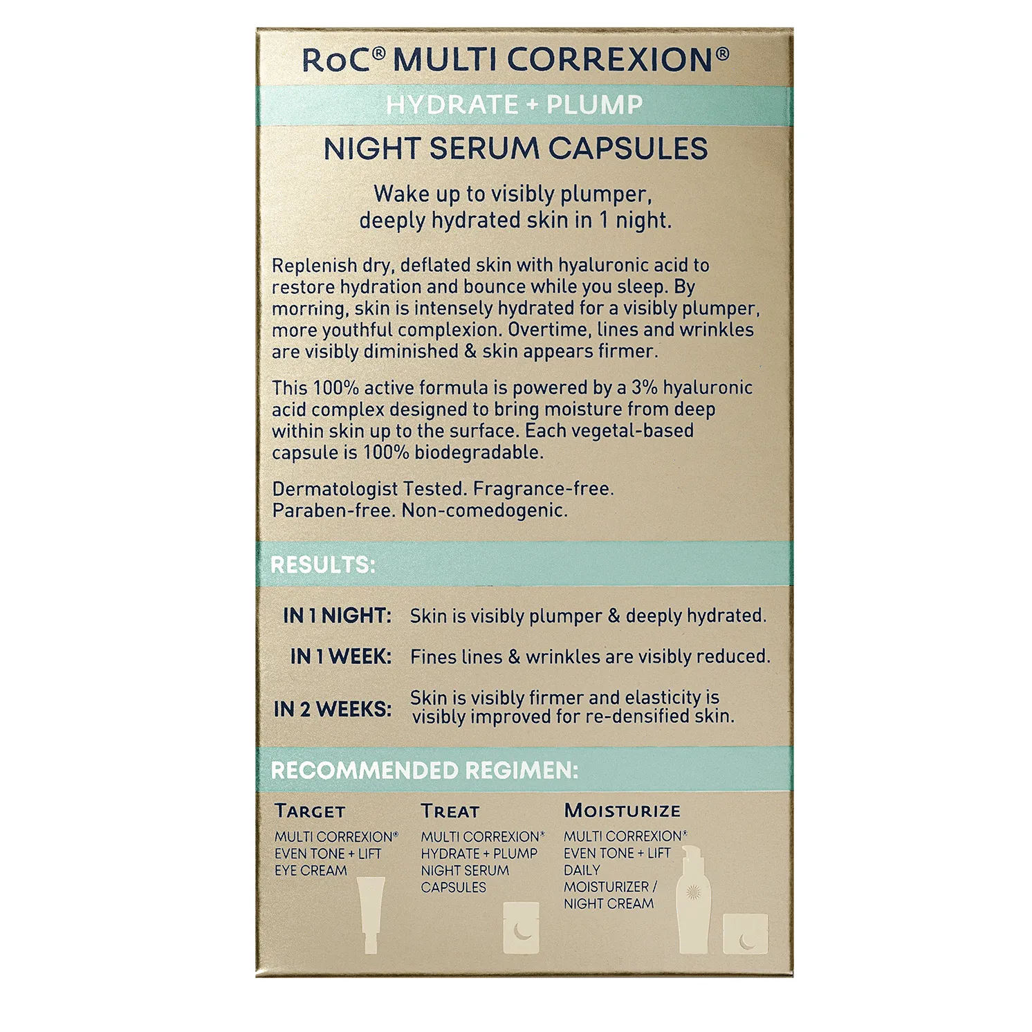 RoC Multi Correxion Hydrate   Plump Night Serum Capsules, Hyaluronic Acid, 30 Ct