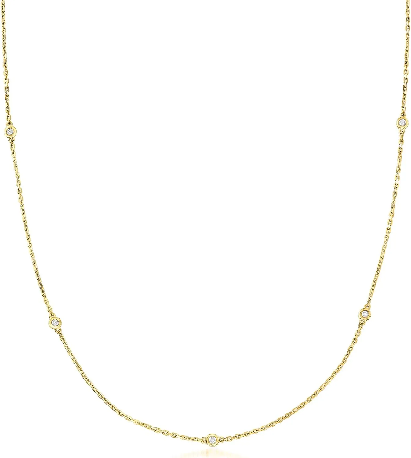 Ross-Simons 0.25 ct. t.w. Bezel-Set Diamond Station Necklace in Sterling Silver