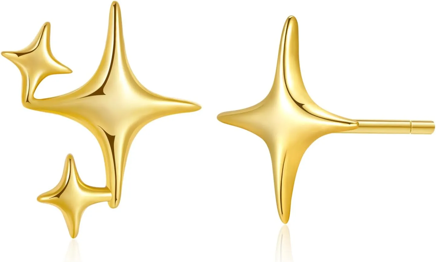 S925 Sterling Silver Star Stud Earrings for Women Teens 18K Gold Plated Post Silver Star Earrings for Girls Teens Unique Sparkle Star Studs Small Pierced Celestial Starburst Earrings Trendy Star Jewelry Gift