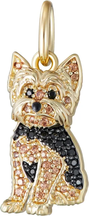 SCAMPER & CO .925 Sterling Silver Rhodium, Gunmetal or 18K Yellow Plated Dog Breed Charms - Cubic Zirconia for Necklace and Bracelets, Gemstone Hypoallergenic Jewelry Sterling Silver Charm Only