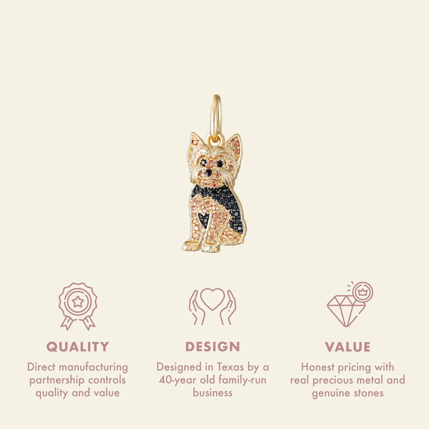SCAMPER & CO .925 Sterling Silver Rhodium, Gunmetal or 18K Yellow Plated Dog Breed Charms - Cubic Zirconia for Necklace and Bracelets, Gemstone Hypoallergenic Jewelry Sterling Silver Charm Only