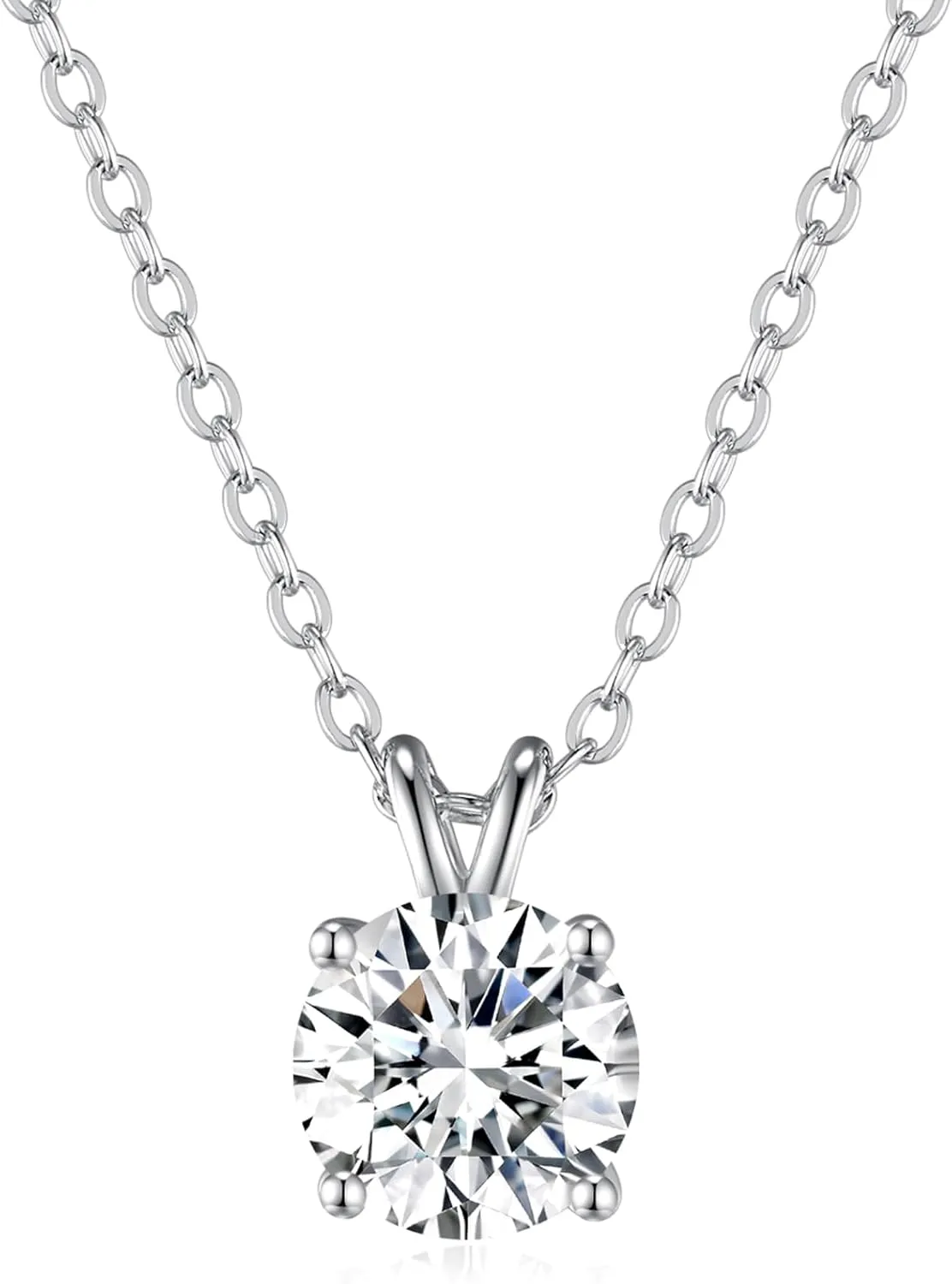 SecreTalk 1-5CT Moissanite Pendant Necklace for Women, 4-Prong 925 Sterling Silver D Color Necklace with Certificate of Authenticity