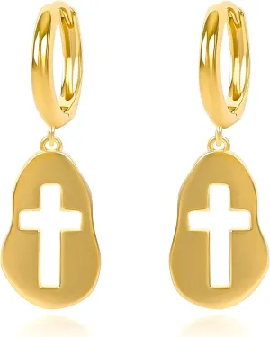 Shield Armor of God Scorpion Bow-knot Dangle Hoop Earrings for Women, Cubic Zirconia Huggie Hoop Earrings Cross Cuff Earrings Tiny God Lords Prayer Religious Jewelry Gift Necklace for Teen