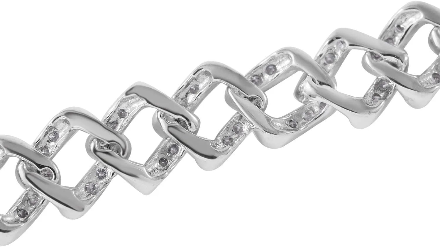 Shop LC Moissanite 925 Sterling Silver Platinum Plated Curb Bracelet for Women Jewelry Birthday