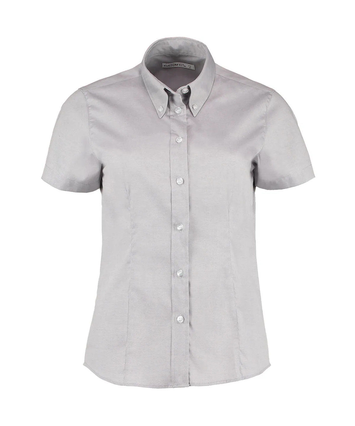Silver Grey - Women's corporate Oxford blouse short-sleeved (tailored fit)