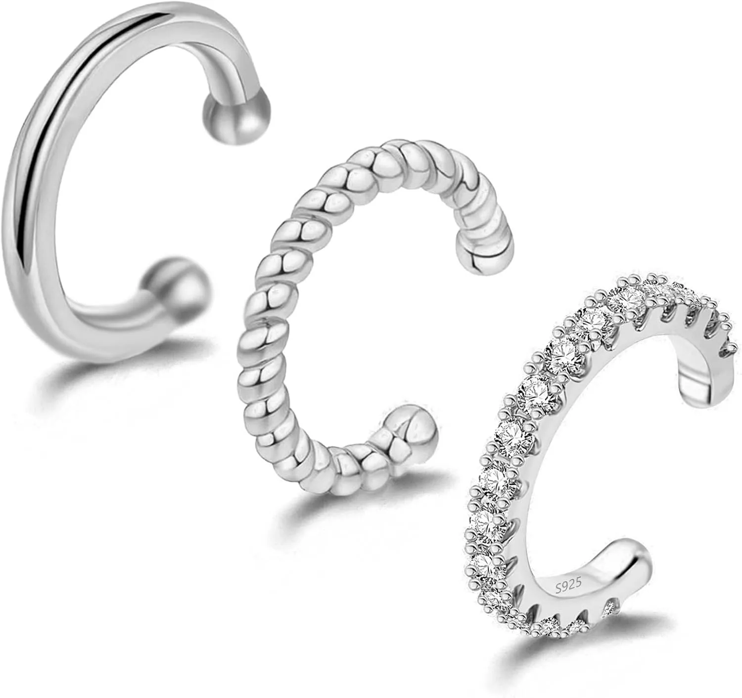   Silver Hoop   for Women Teen Trendy   Hypoallergenic Cubic Zirconia Earrings Set Jewelry Gifts