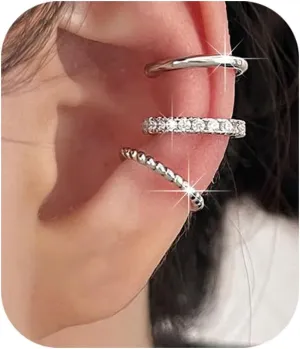   Silver Hoop   for Women Teen Trendy   Hypoallergenic Cubic Zirconia Earrings Set Jewelry Gifts