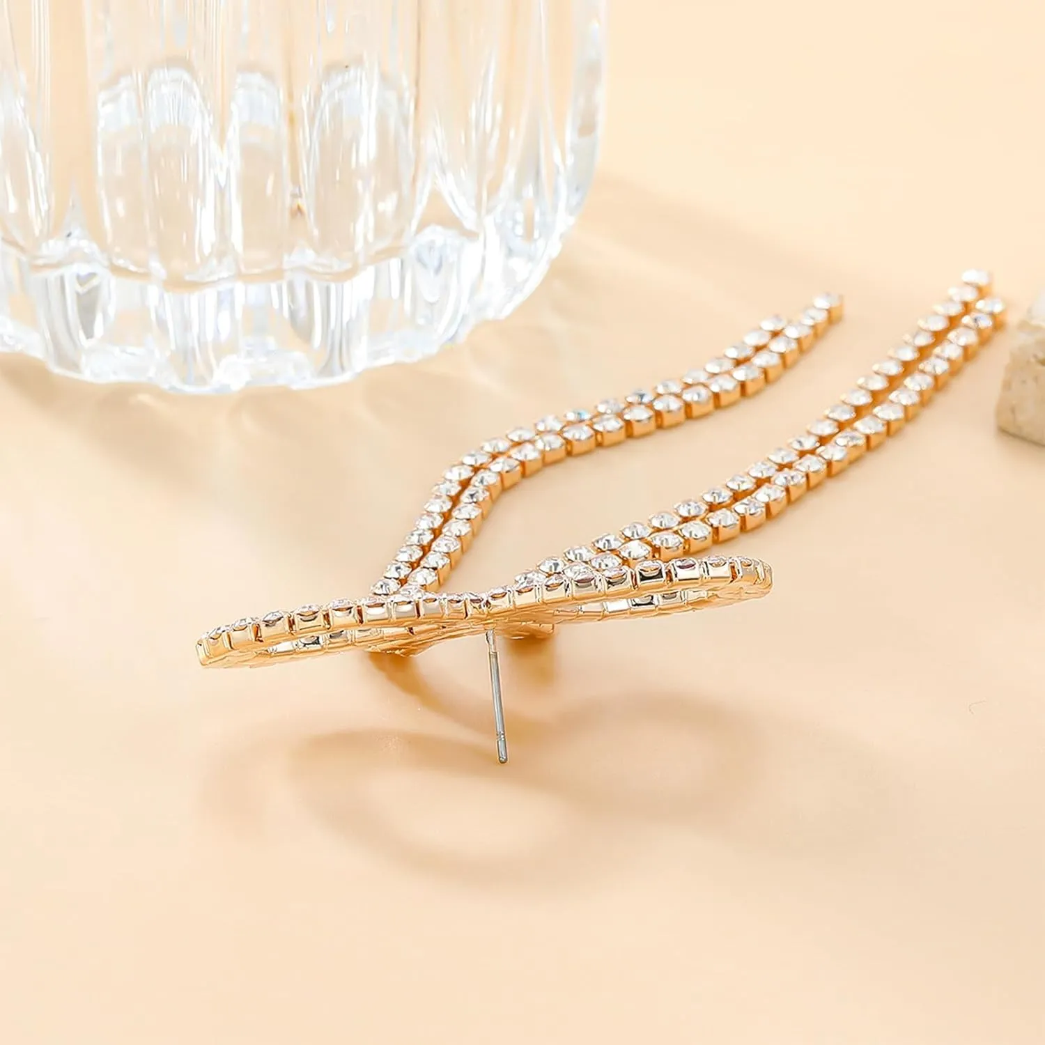 Silver Rhinestone Earrings Dangling Bow Earrings for Women Sparkly Wedding Bridal Jewelry Long Tassel Chandelier Earring Prom Dresses 2025