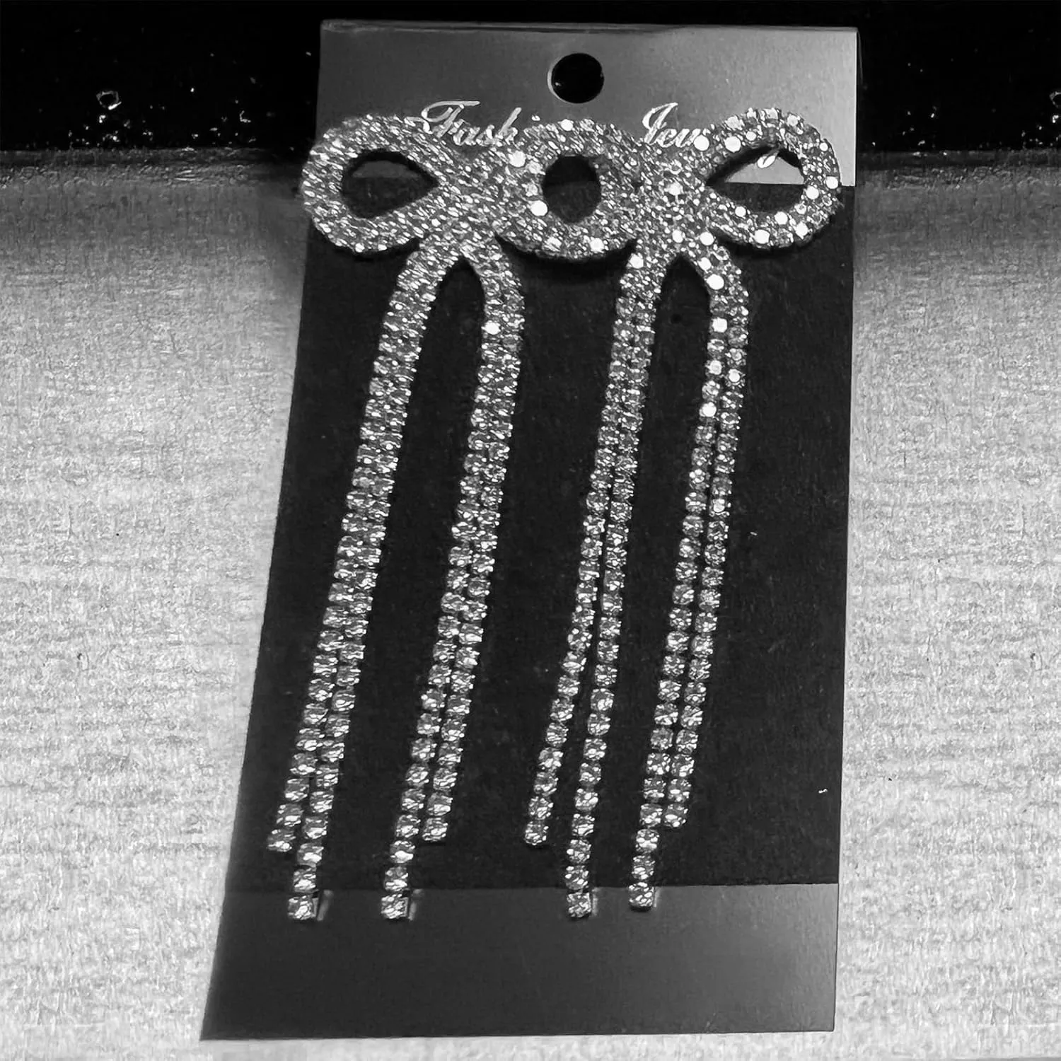 Silver Rhinestone Earrings Dangling Bow Earrings for Women Sparkly Wedding Bridal Jewelry Long Tassel Chandelier Earring Prom Dresses 2025