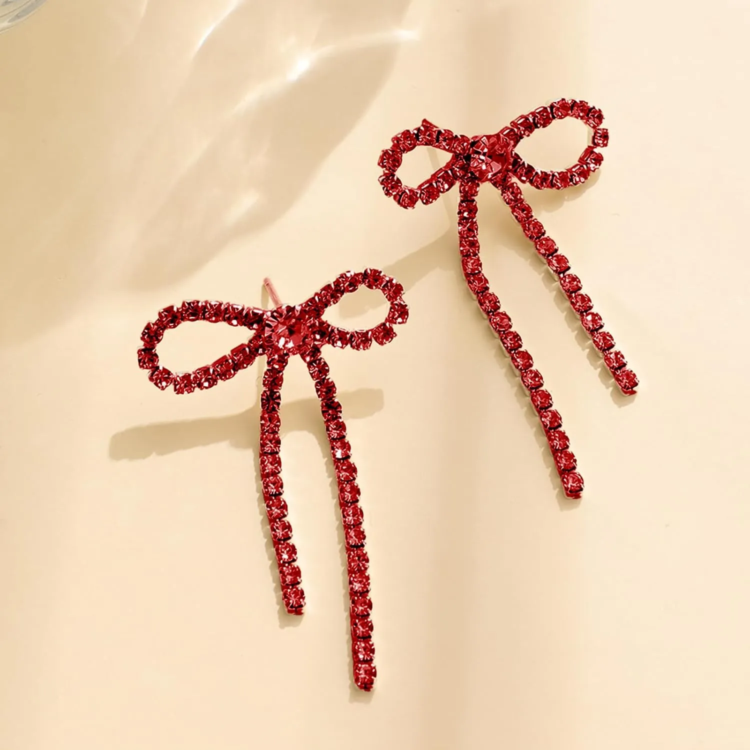 Silver Rhinestone Earrings Dangling Bow Earrings for Women Sparkly Wedding Bridal Jewelry Long Tassel Chandelier Earring Prom Dresses 2025
