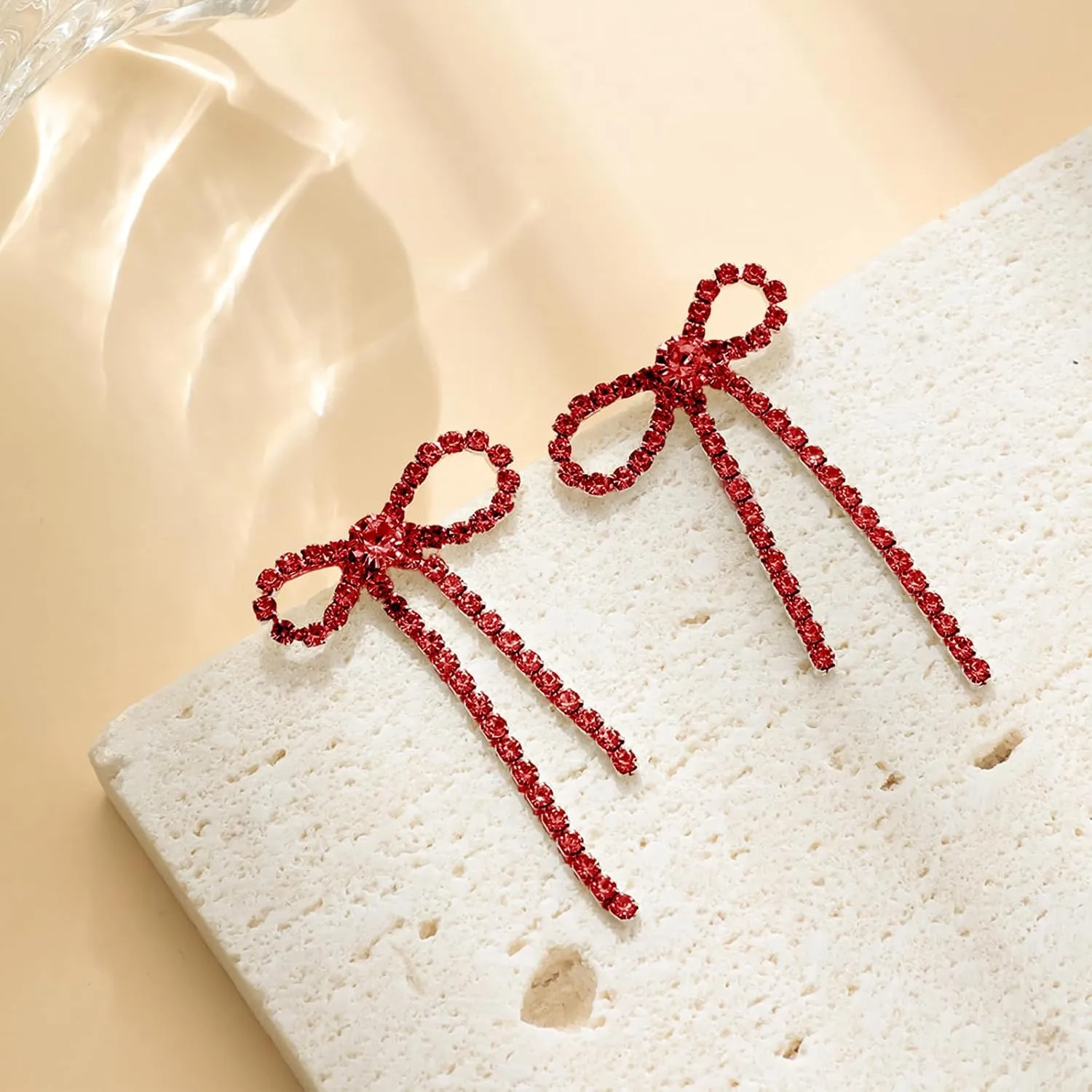 Silver Rhinestone Earrings Dangling Bow Earrings for Women Sparkly Wedding Bridal Jewelry Long Tassel Chandelier Earring Prom Dresses 2025
