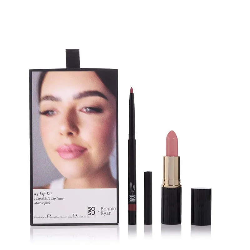 SOSU Cosmetics x Bonnie Ryan Lip Kit #3 Mauve Pink Discontinued