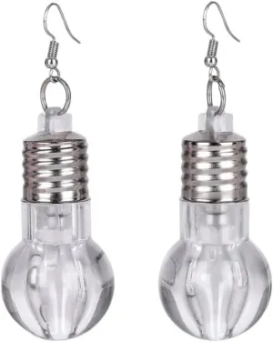 Sparkling LED Light Bulb Drop Dangle Statement Earrings for Women Multi-Colored Colorful Bulbs Light Up Glow in The Dark Hook Hoops Earring Huggie Fashion Christmas Jewelry Gifts Cocktail Party