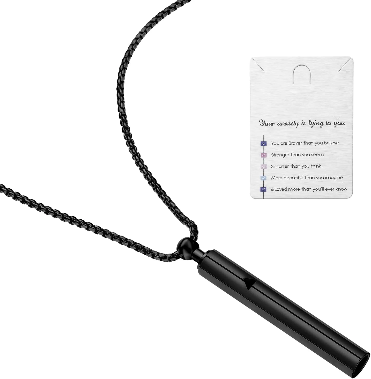 Stainless Steel Anxiety Breathing Necklace, Mindful Breathwork Tool for Stress Relief, Meditation Gifts for Women and Men