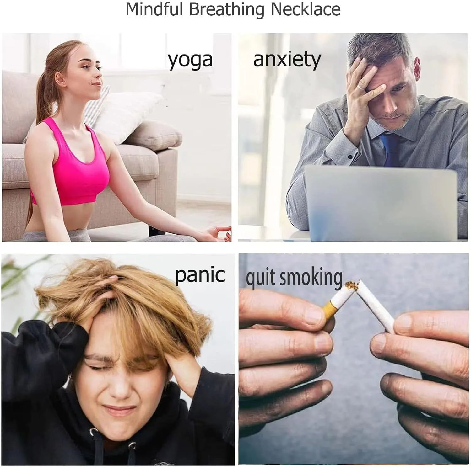 Stainless Steel Anxiety Breathing Necklace, Mindful Breathwork Tool for Stress Relief, Meditation Gifts for Women and Men