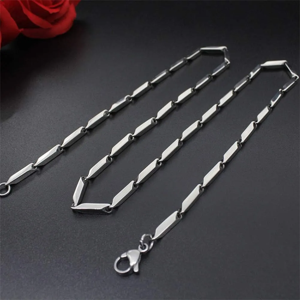 Stainless Steel Chain Necklace for Men Women Silver Rhombic Wheat Link 3mm Chains Fashion Jewelry Gift