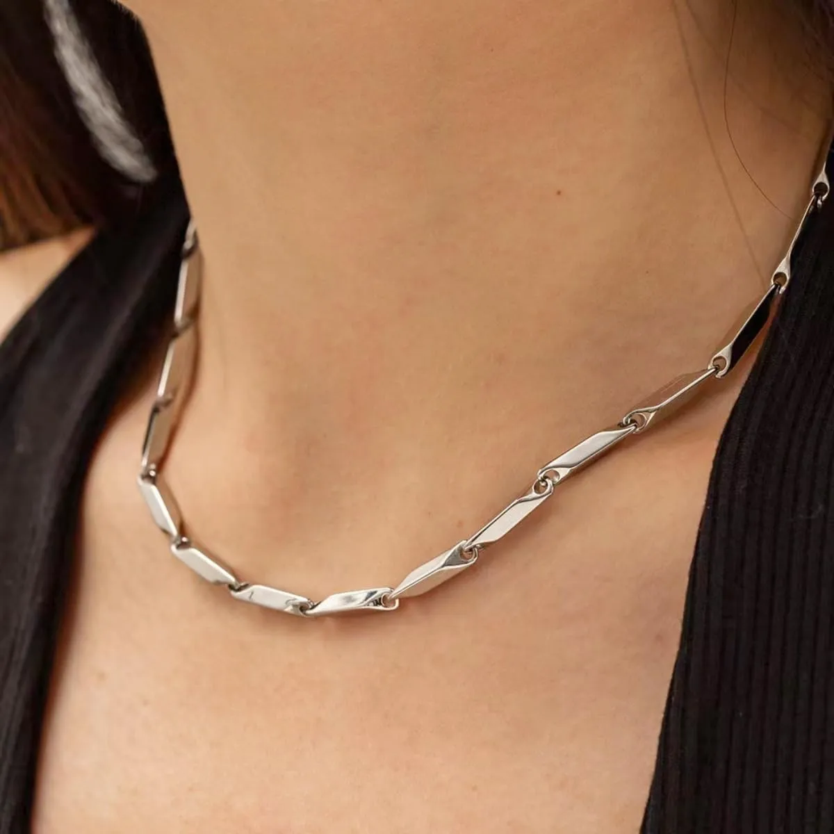 Stainless Steel Chain Necklace for Men Women Silver Rhombic Wheat Link 3mm Chains Fashion Jewelry Gift