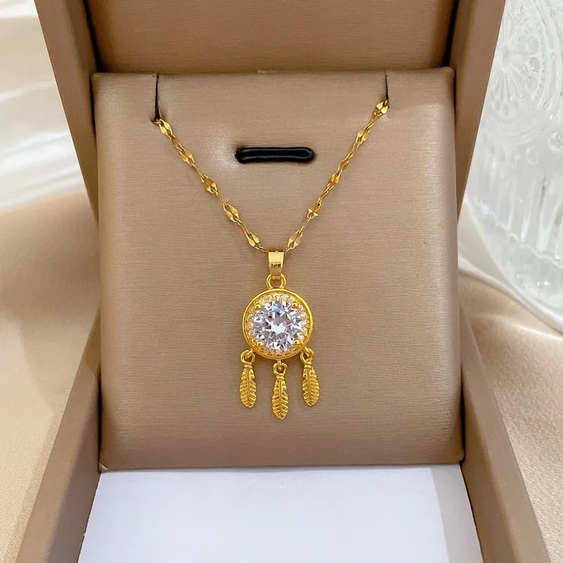 Stainless Steel Cute Bear Pendant Necklace for Women Jewelry Chains Necklaces Zirconia Luxury Choker Korea Wholesale