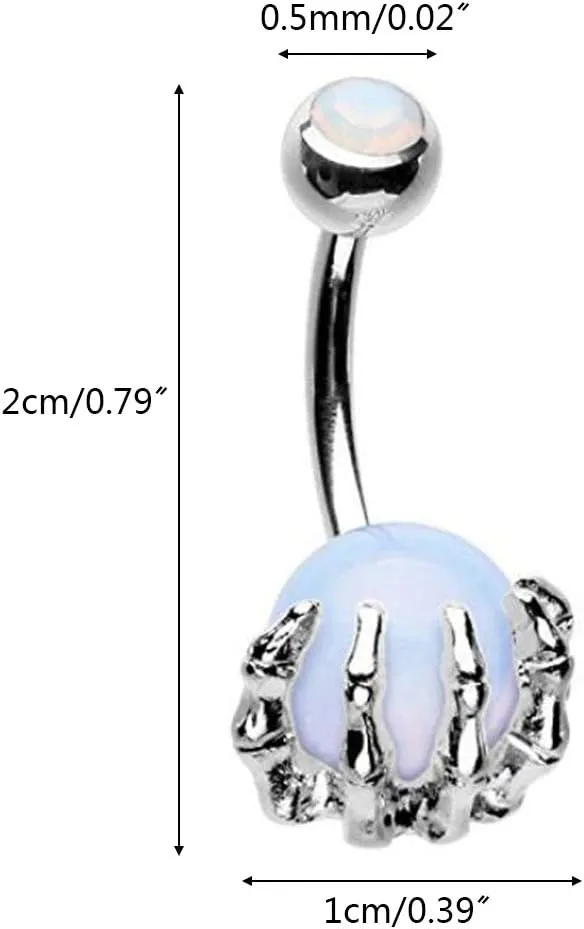 Stainless Steel Navel Rings Colorful Skull Hand Belly Button Rings with Women Men Body Piercing Ornament