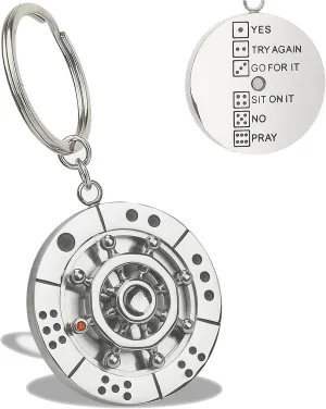 Stainless Steel Spinning Key Chain Fidget Key Ring Unique Gift Dice Gaming Stress Reliever Decision Maker Novelty Gift for Her Him