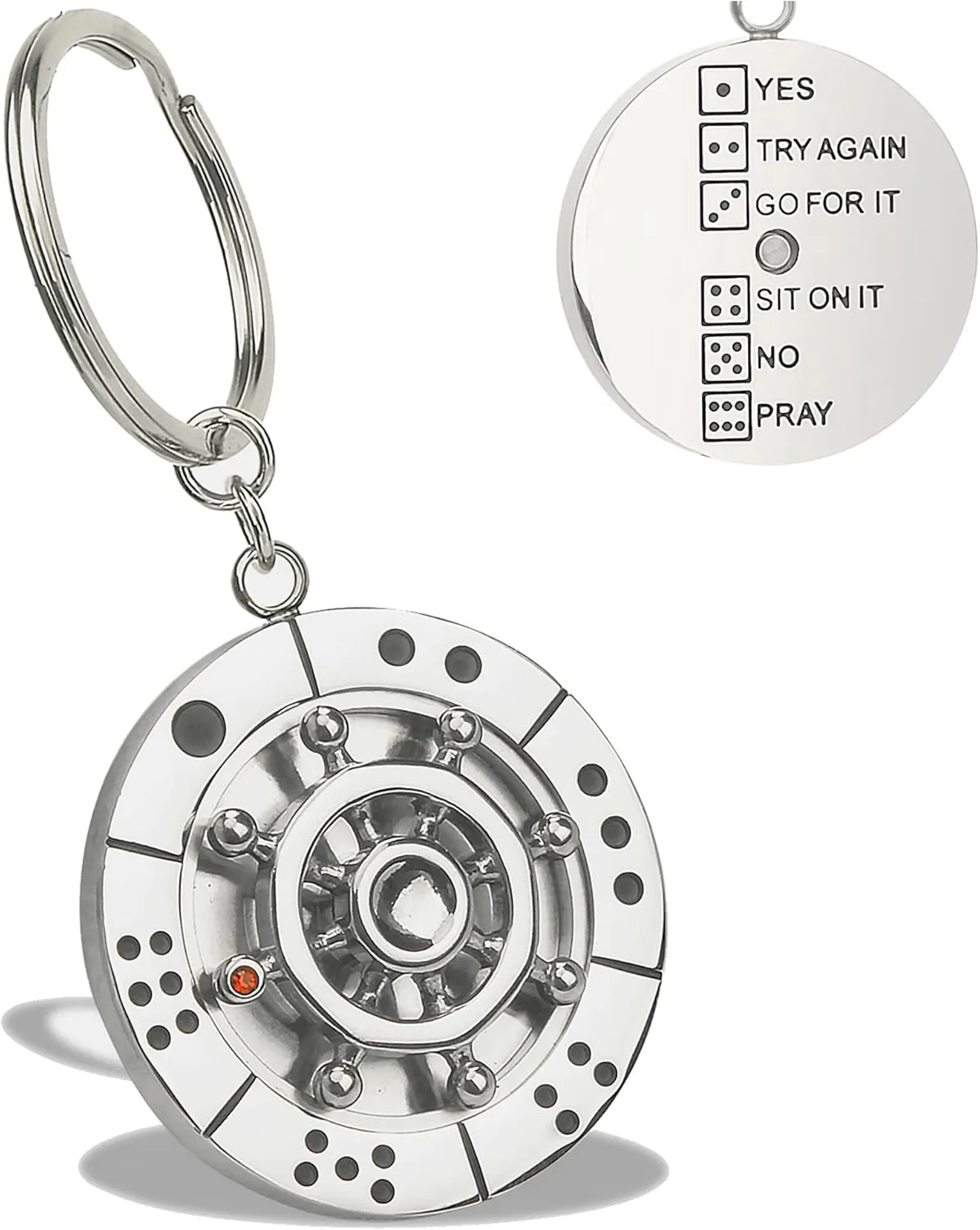 Stainless Steel Spinning Key Chain Fidget Key Ring Unique Gift Dice Gaming Stress Reliever Decision Maker Novelty Gift for Her Him