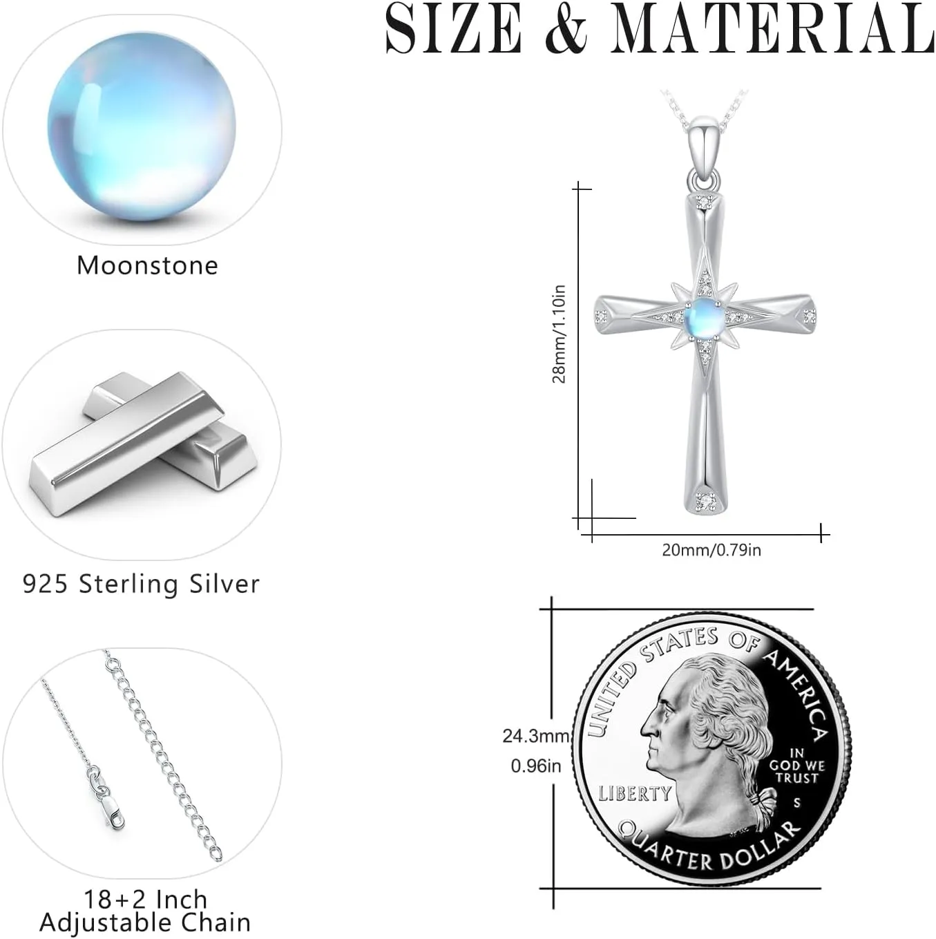 Star Necklace for Women Girls 925 Sterling Silver Star Moonstone Pendant Necklace Infinity/Round Spin Star Necklace Star Jewelry Gifts for Women Girls