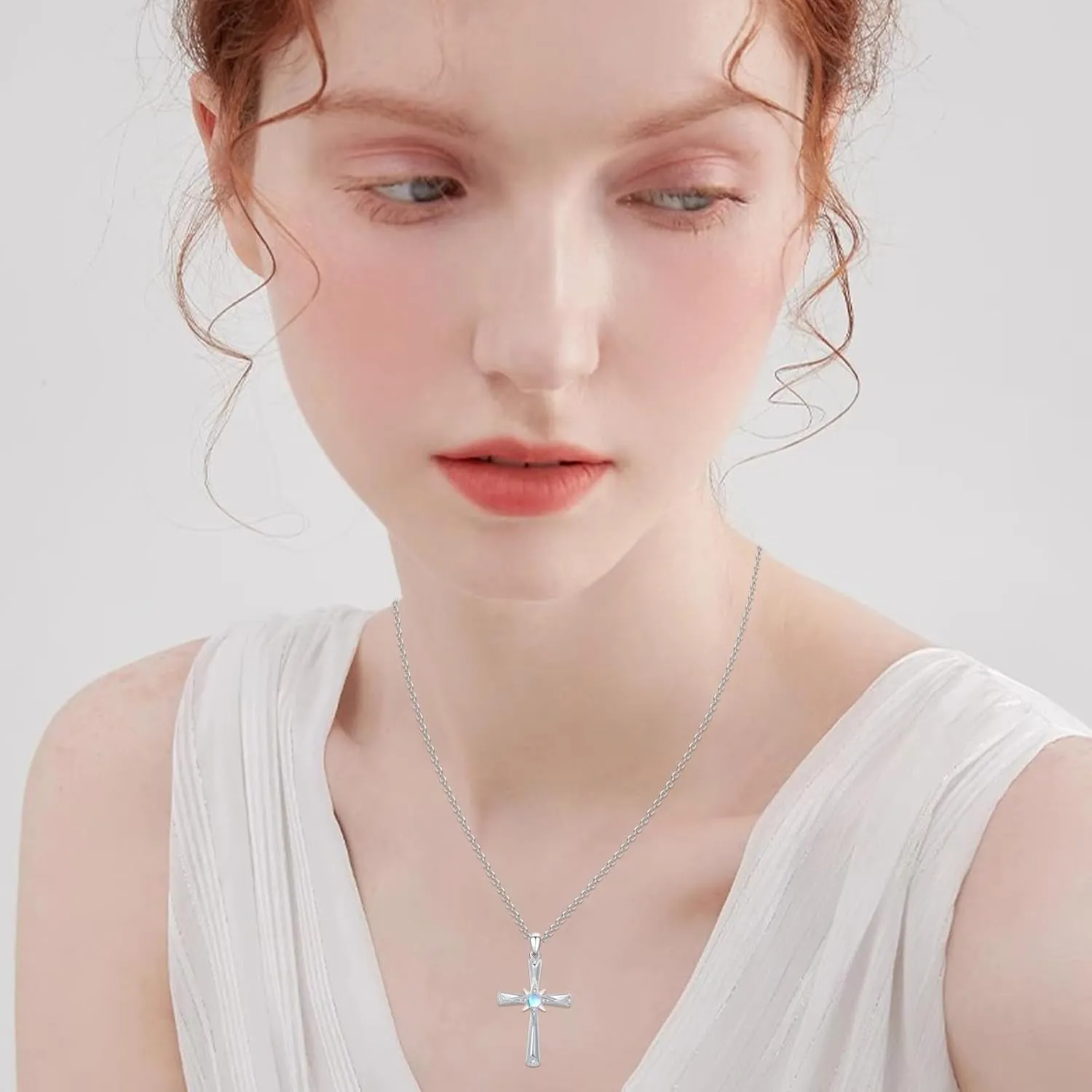 Star Necklace for Women Girls 925 Sterling Silver Star Moonstone Pendant Necklace Infinity/Round Spin Star Necklace Star Jewelry Gifts for Women Girls