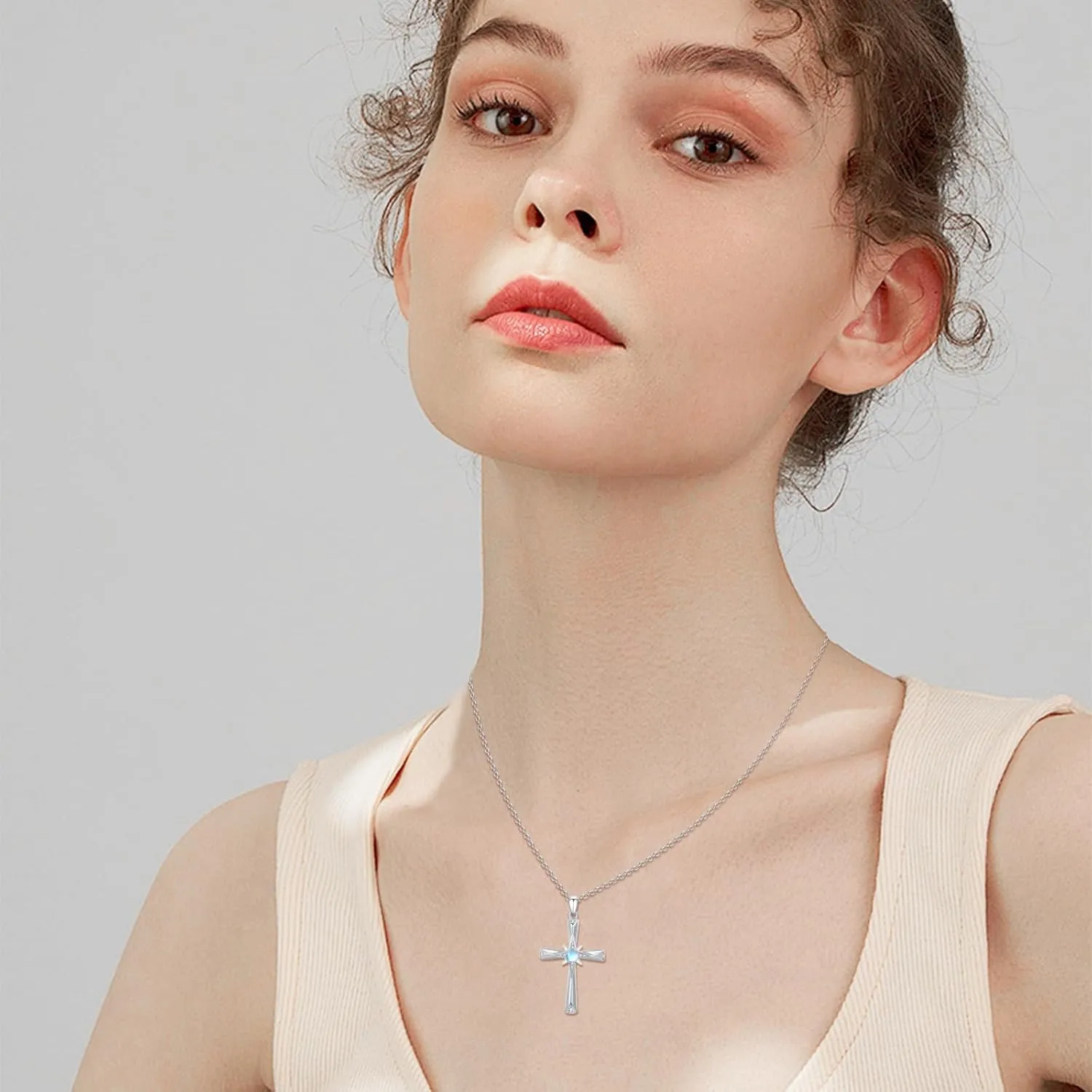 Star Necklace for Women Girls 925 Sterling Silver Star Moonstone Pendant Necklace Infinity/Round Spin Star Necklace Star Jewelry Gifts for Women Girls