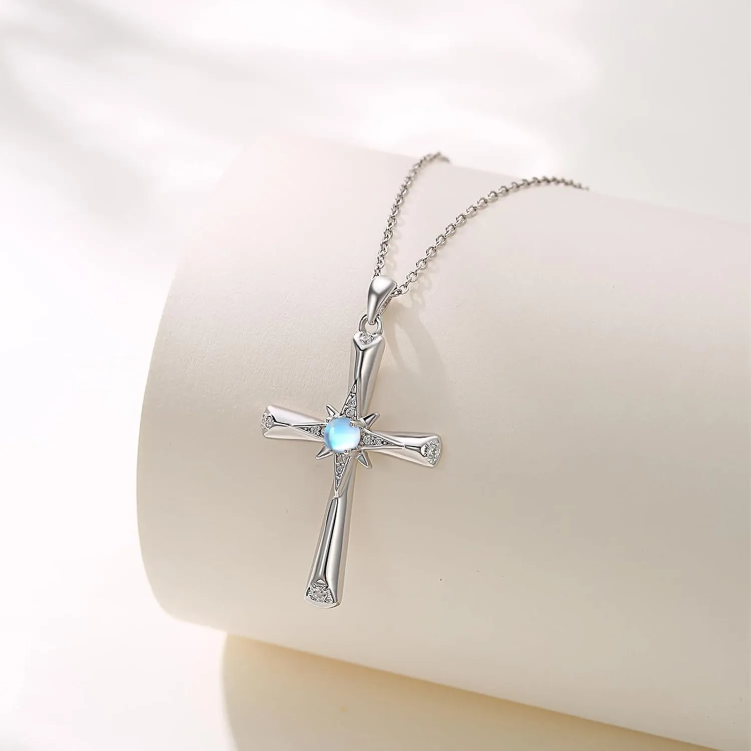 Star Necklace for Women Girls 925 Sterling Silver Star Moonstone Pendant Necklace Infinity/Round Spin Star Necklace Star Jewelry Gifts for Women Girls
