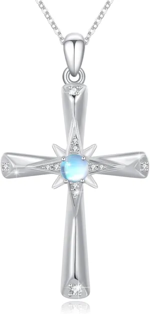 Star Necklace for Women Girls 925 Sterling Silver Star Moonstone Pendant Necklace Infinity/Round Spin Star Necklace Star Jewelry Gifts for Women Girls