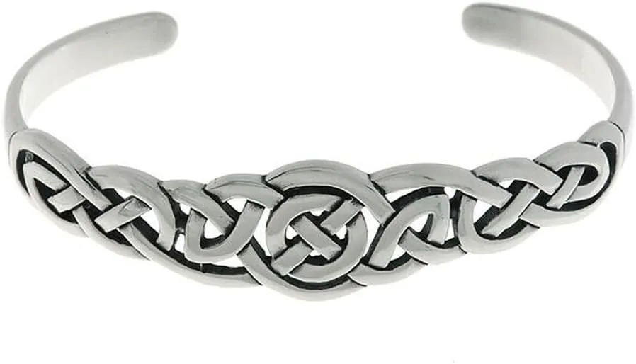 Sterling Silver Celtic Round Knot Bangle Bracelet