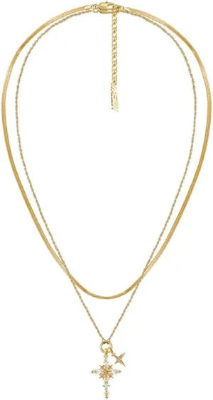 Stylish and exquisite Cross pendant necklace Temperament 18K gold-plated women's necklace personality cross clavicle chain