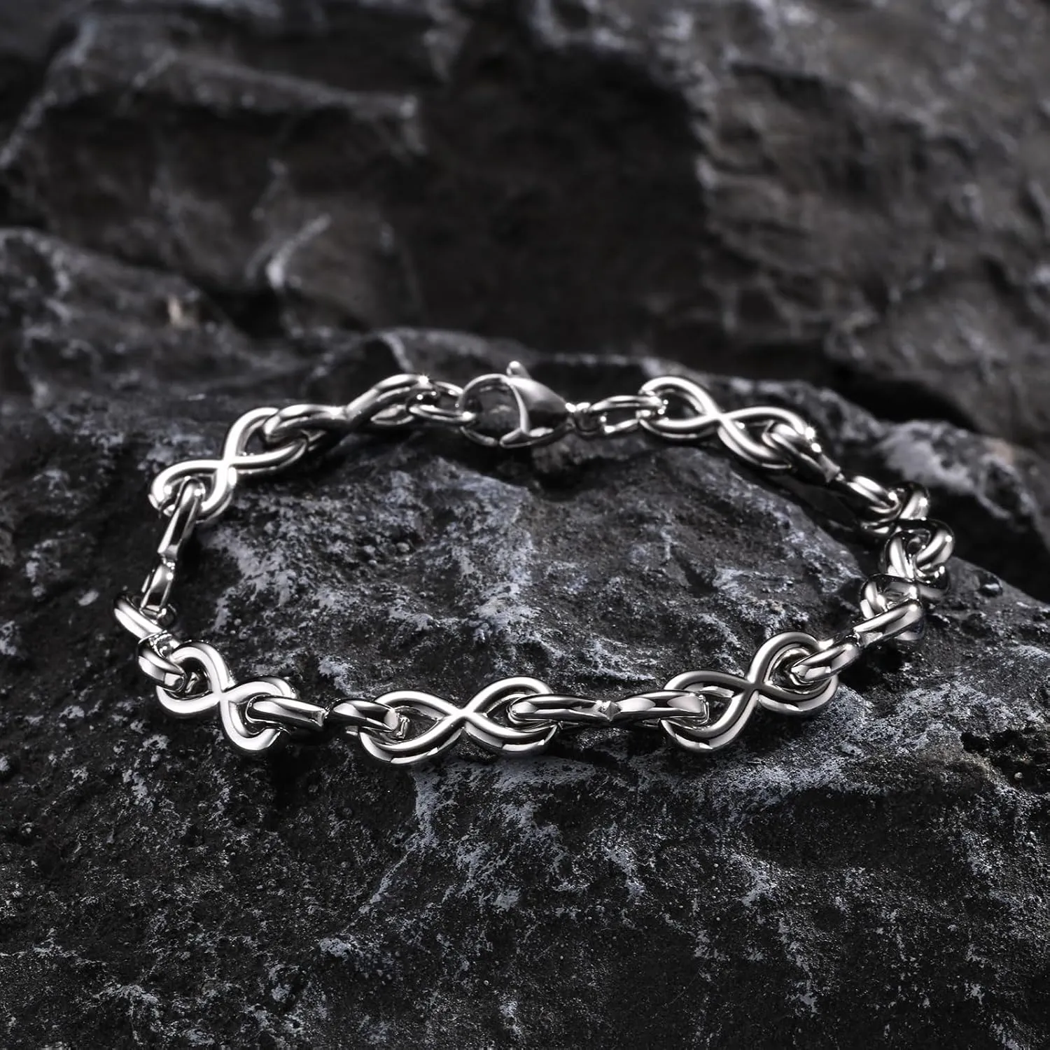 Stylish Infinity Knot Link Bracelets for Men, Stainless Steel Waterproof Wrist Chain Bangle Mens Classic Jewelry Gifts for Dad Husband Son Boyfriend on Christmas/Valentine's Day/Birthday