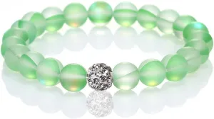 SUMMER LOVE 6mm 8mm Mystic Mermaid Glass Charm Bracelet Glowing Moonstone Friendship Beaded Bracelets for Women Gifts