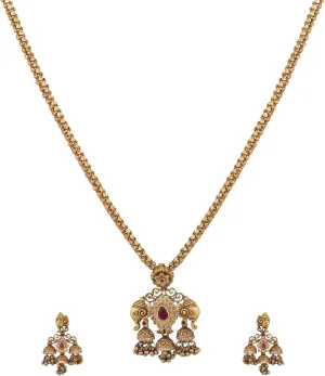 TARINIKA Brass Tarun Pendant Necklace with Temple Design - Indian Jewelry Sets for Women | Perfect for Ethnic Occasions | Traditional South Indian Necklace | 1 Year Warranty*
