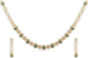 TARINIKA Yellow Gold Uri Delicate CZ Short Necklace with Floral Design - Jewelry Set for Women Perfect for Casual Occasions | Indian Jewelry Sets for Women | 1 Year Warranty*