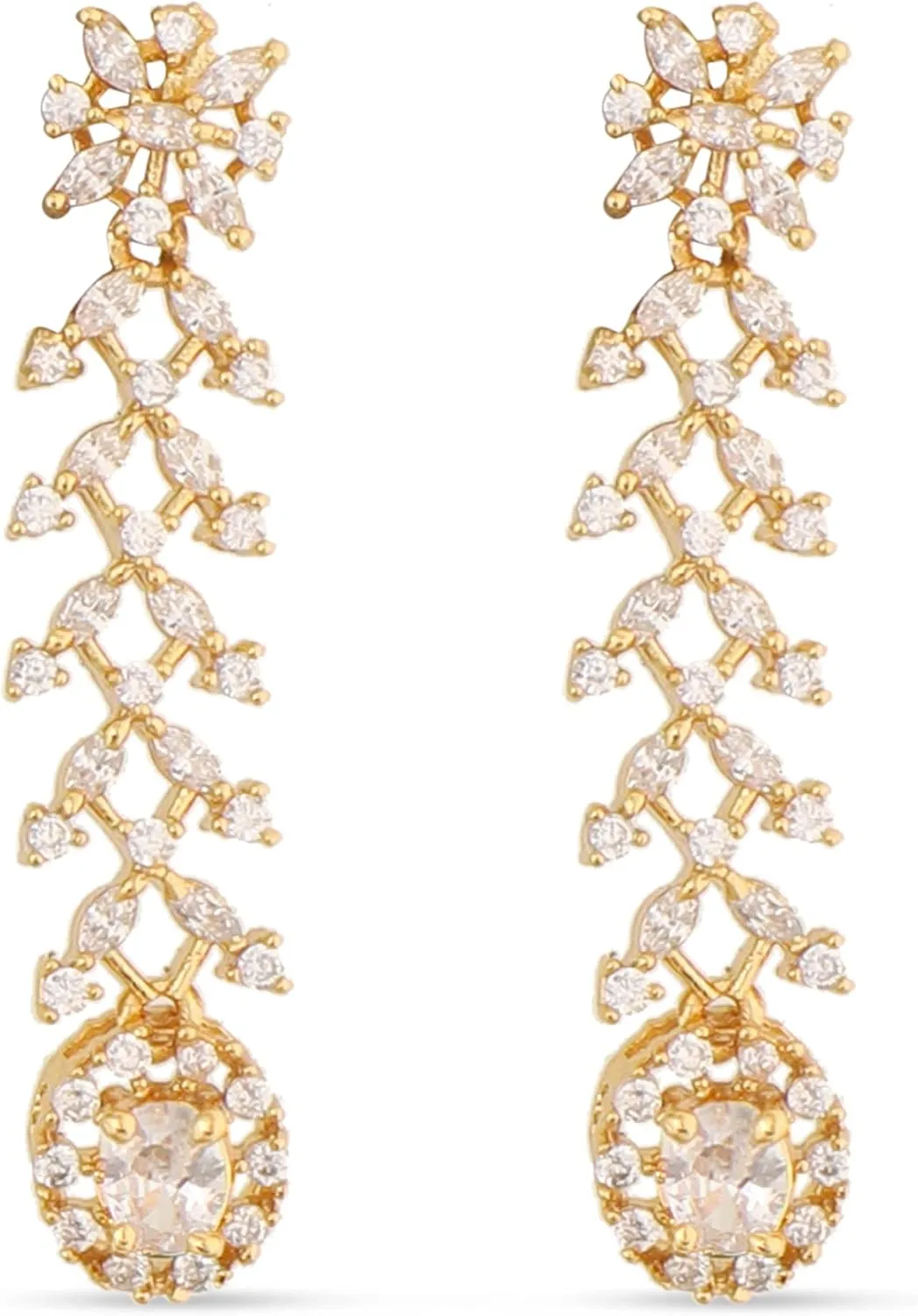 TARINIKA Yellow Gold Uri Delicate CZ Short Necklace with Floral Design - Jewelry Set for Women Perfect for Casual Occasions | Indian Jewelry Sets for Women | 1 Year Warranty*